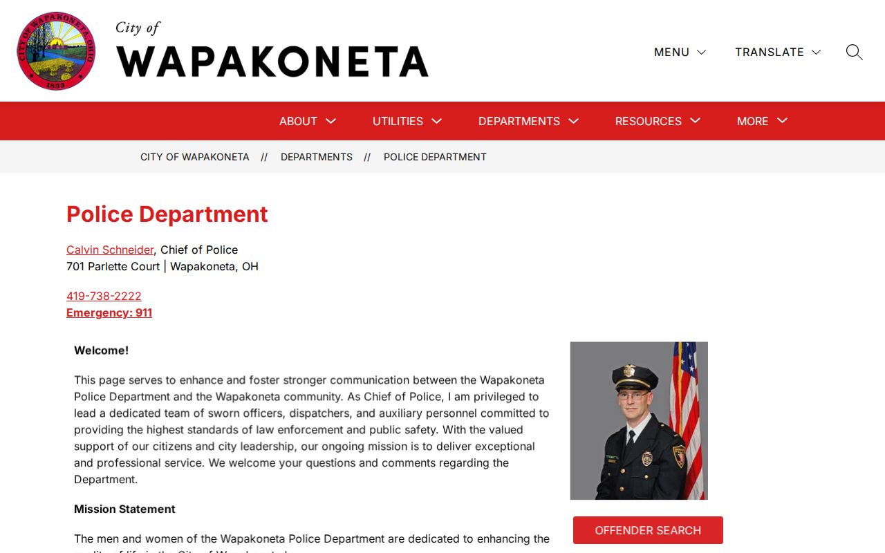 Auglaize County Wapakoneta police records source for arrest records